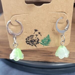 Silver/Green Fairy & Cottage Core Earrings
